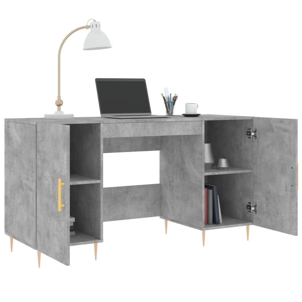 Desk Concrete Grey 140x50x75 cm Engineered Wood